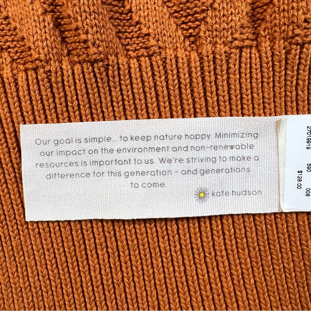 Happy Nature Sweater Dress Orange‎ Mock Neck Peplum Long Length Knit women's Lg - Picture 8 of 15